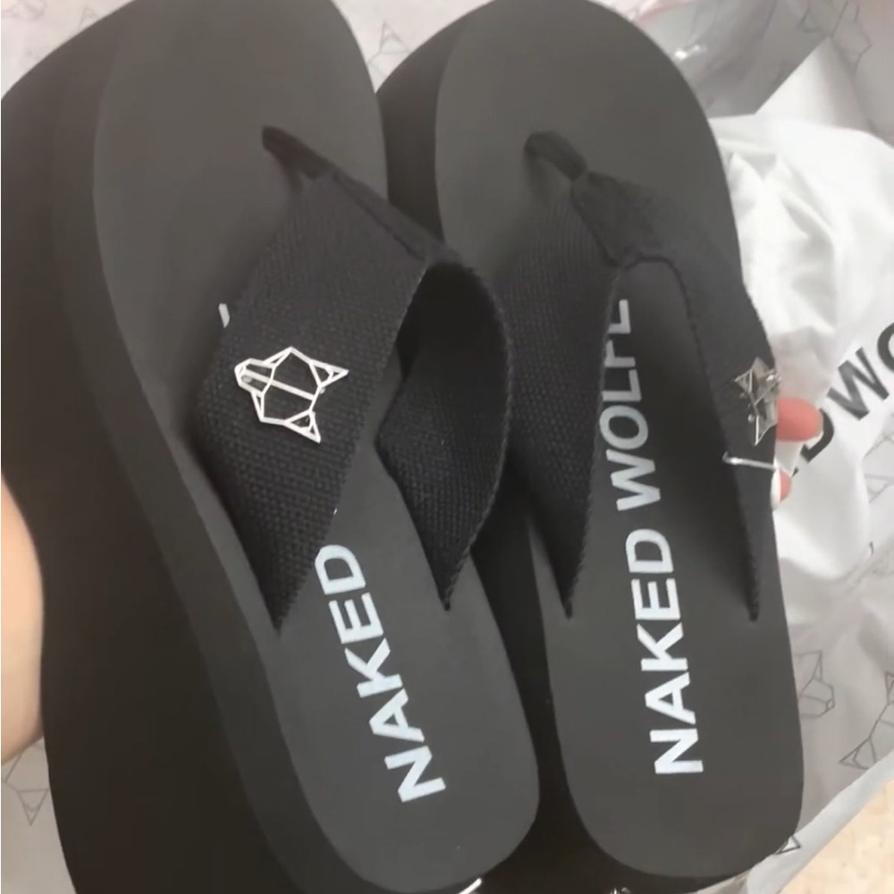 Brand new - Naked Wolfe chunky platform thick flip flops size 8